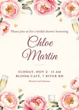 Bridal shower invitation example