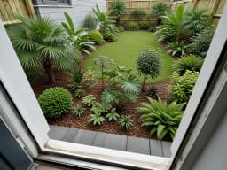 Beispielgarten, bepflanzt im Stil Tropisch
