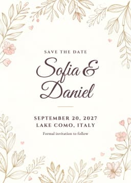 Save the date invitation example