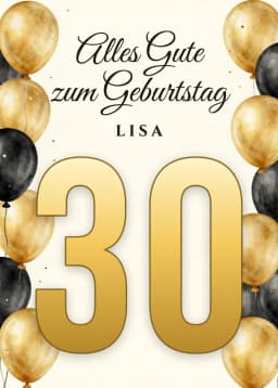 Geburtstagskarte im Stil Runder Geburtstag