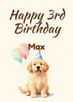 Pets birthday card example
