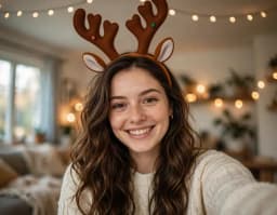 Reindeer Christmas hat on the sample photo