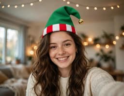 Elf Christmas hat on the sample photo