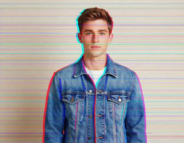 The same photo with an RGB shift glitch, made with CreArt's free glitch effect tool