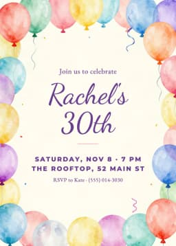 Birthday invitation example