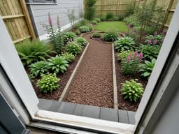 Beispielgarten, bepflanzt im Stil Schattengarten