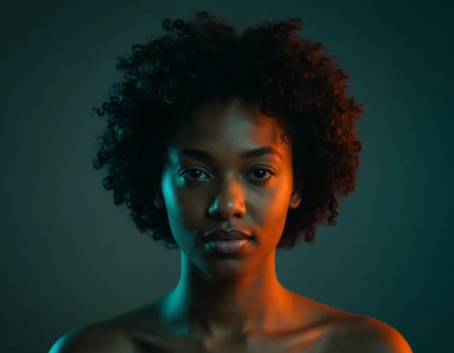 The same woman as a cinematic film-still portrait, made with CreArt's free AI portrait generator