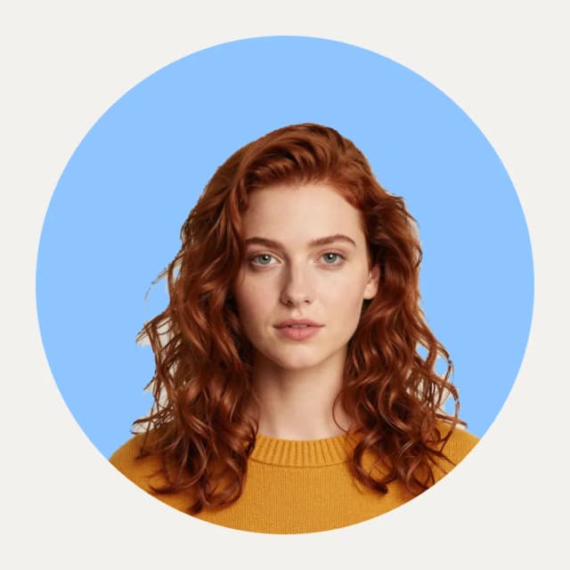 Example profile picture: a portrait cut out on a sky blue circle with a white ring