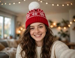 Knit Christmas hat on the sample photo