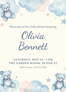 Baby shower invitation example