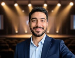 Conference headshot look on a sample selfie
