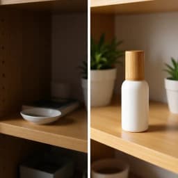 Before / after UGC-style photo of a sample product