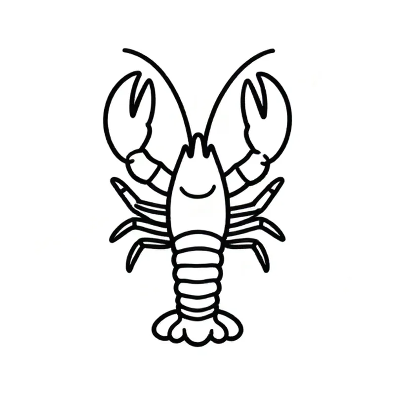 Minimalist outline tattoo design of a small lobster