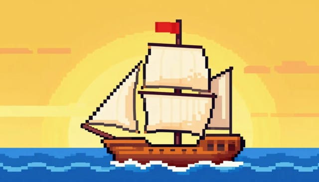 Photo turned into retro pixel art by converter