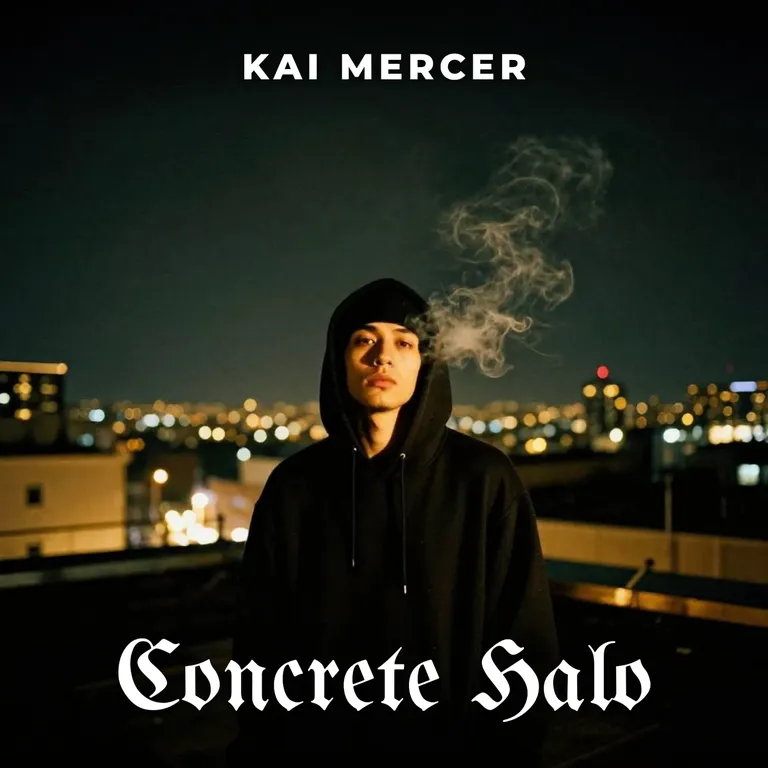 Hip-Hop-Albumcover mit KI: Concrete Halo von Kai Mercer