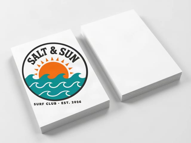 Front and back business card mockup: the design on one card and the plain back on the other