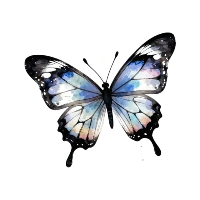 Watercolor tattoo design of a small butterfly with open wings