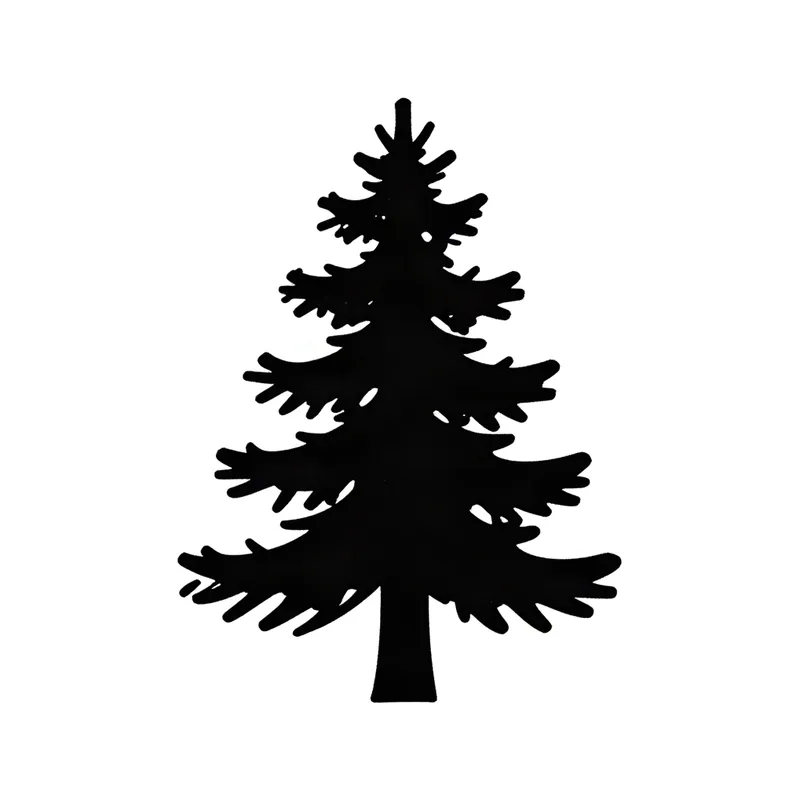Blackwork tattoo design of a small pine tree