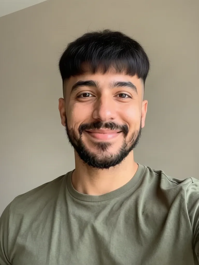 A bearded man with a textured crop with a high fade, made with the AI hairstyle changer