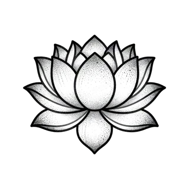Dotwork tattoo design of a small lotus flower