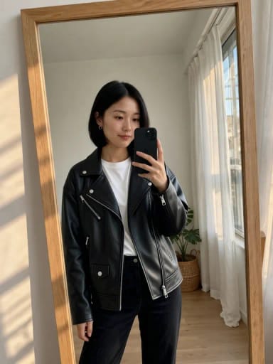 AI Clothes Changer: Leather jacket