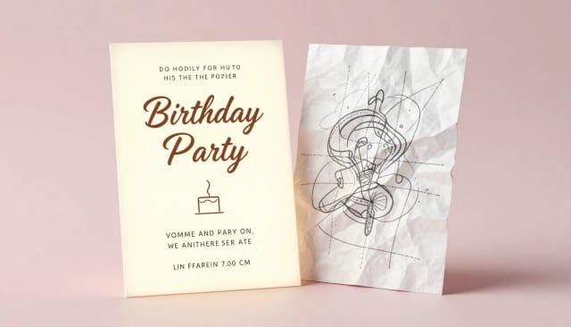Finished invitation card created without design software