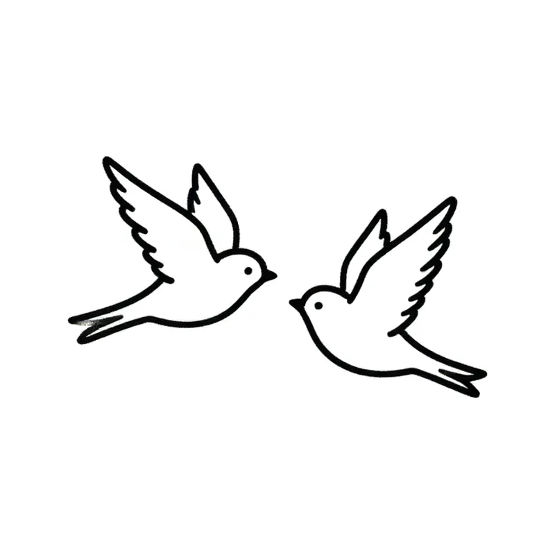 Minimalist couple tattoo designs of two tiny birds in flight