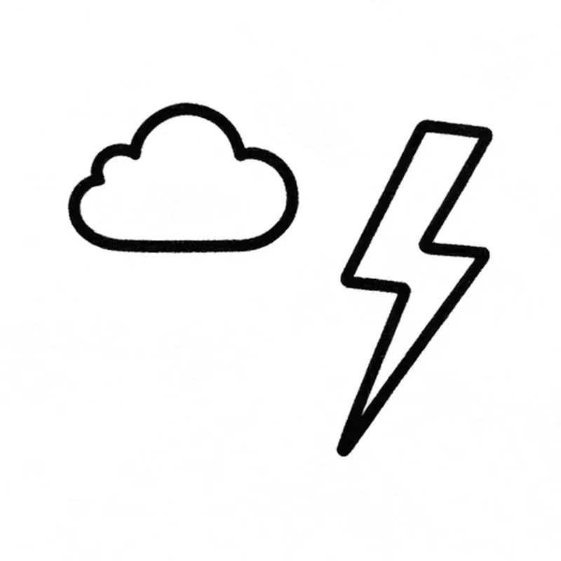 Minimalist couple tattoo designs of a small cloud and a lightning bolt