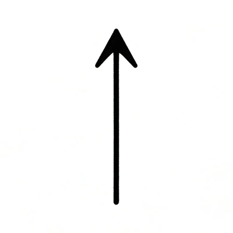 Minimalist tattoo design of a small arrow pointing up