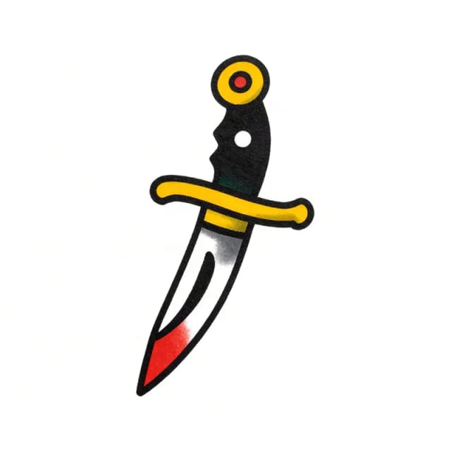 Old school tattoo design of a small dagger pointing down