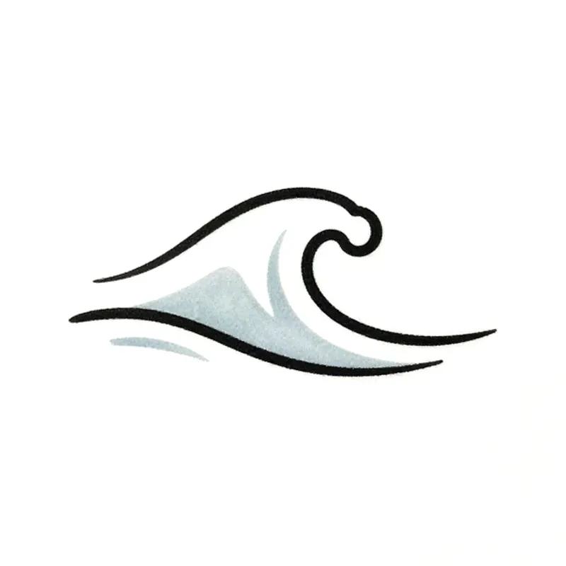 Minimalist tattoo design of a tiny ocean wave