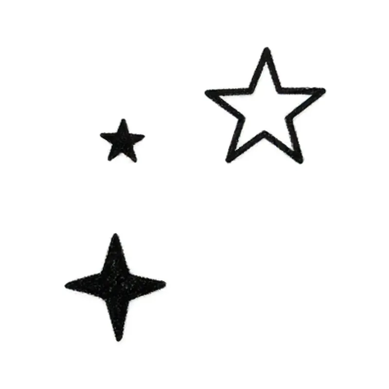 Minimalist tattoo design of three tiny stars of different sizes