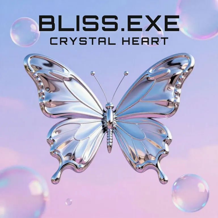 Y2K-Chrome-Albumcover mit KI: Crystal Heart von Bliss.exe