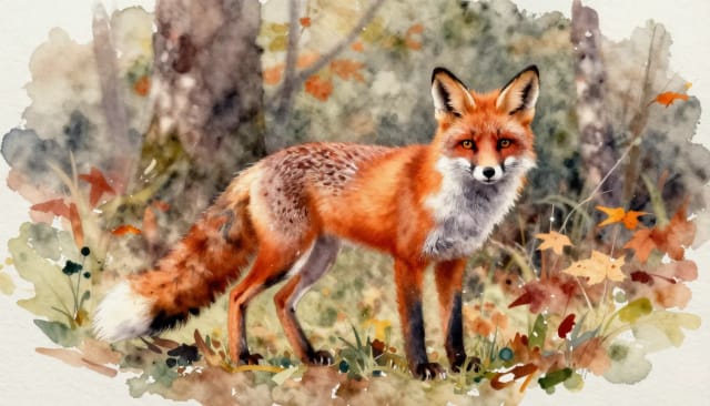 Watercolor pigment pooling with visible paper texture