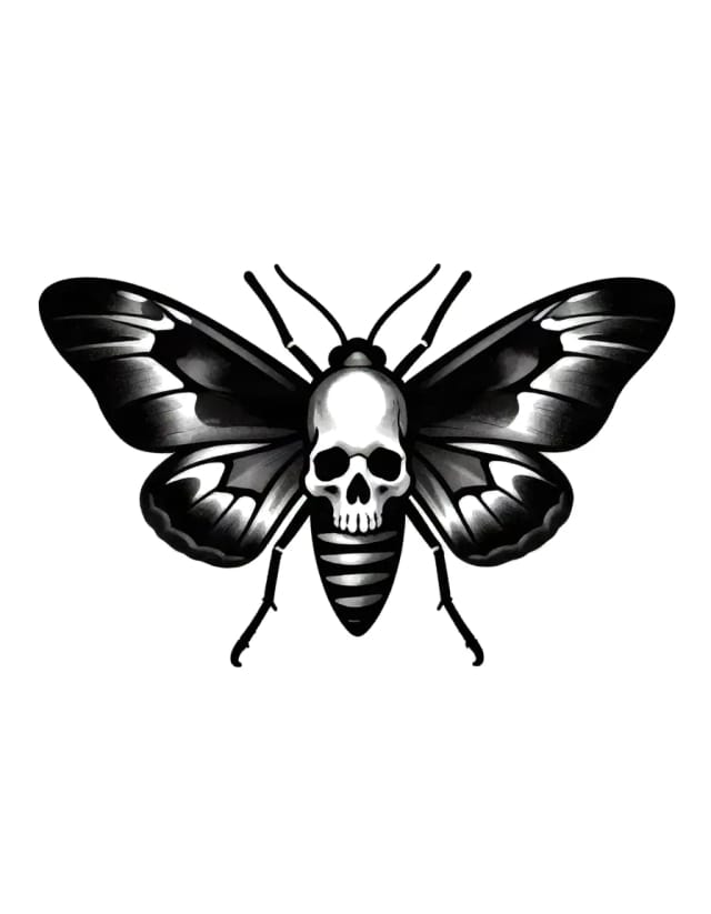 Blackwork moth example using ai tattoo prompts