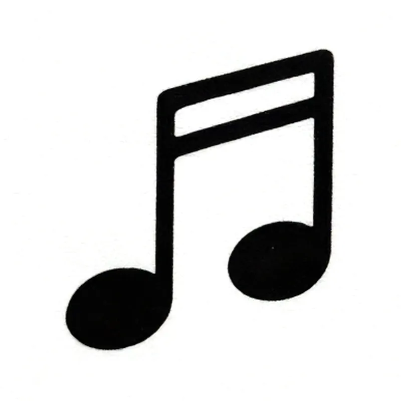 Minimalist tattoo design of two music notes joined by a beam