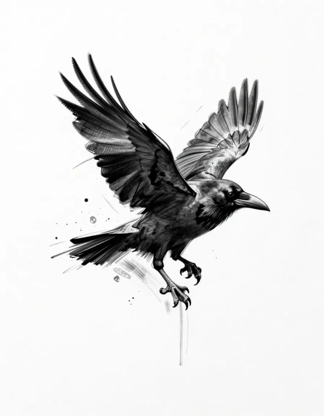 Sketch-style raven