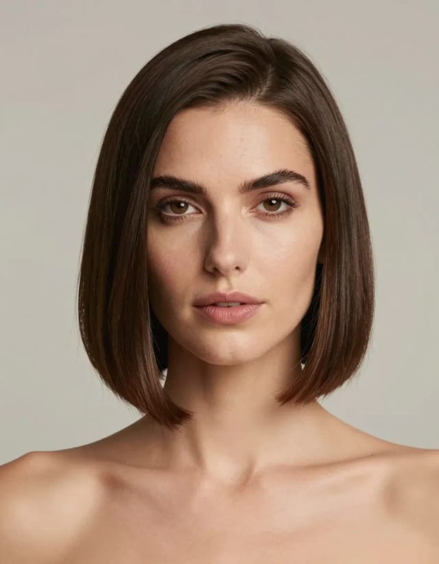 Sleek middle-part lob