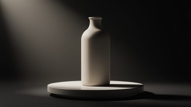 A product lit on a turntable in a small studio