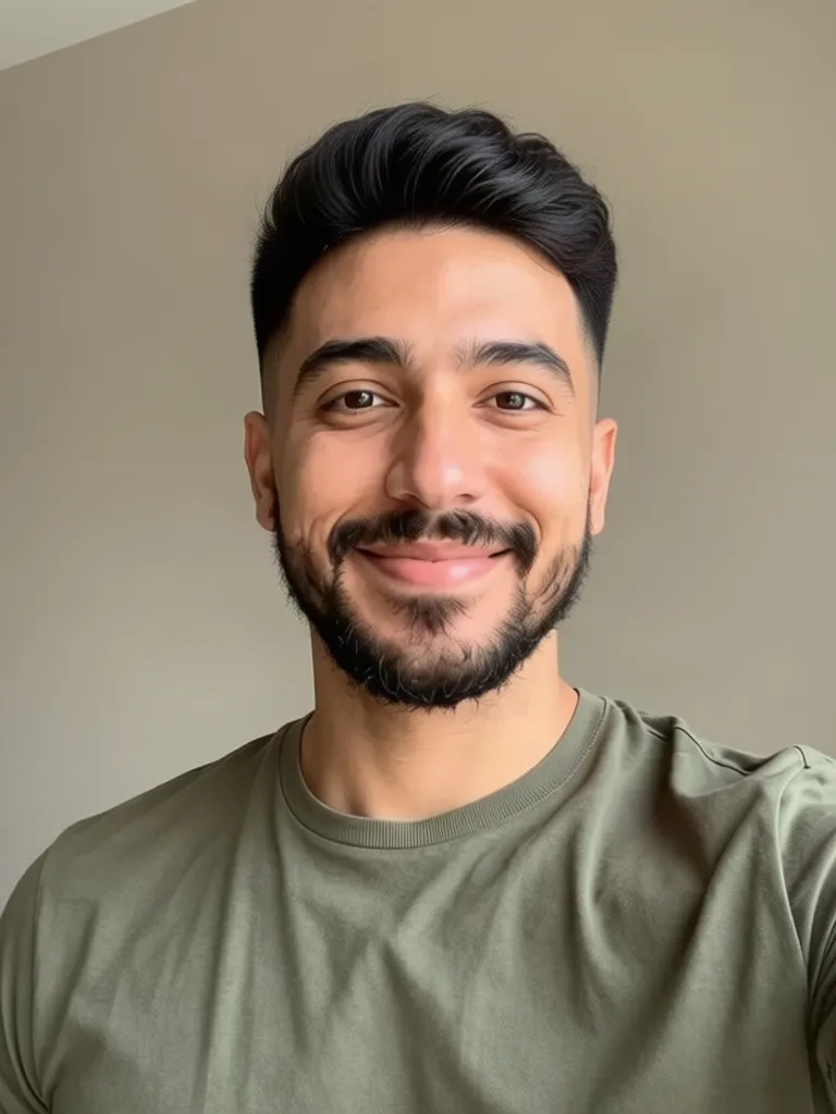 A bearded man with a low fade, made with the AI hairstyle changer