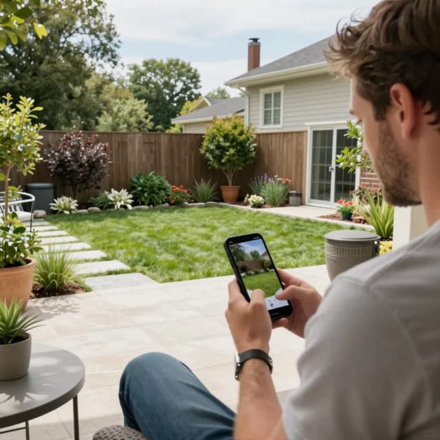 Yard redesigned with AI landscape design