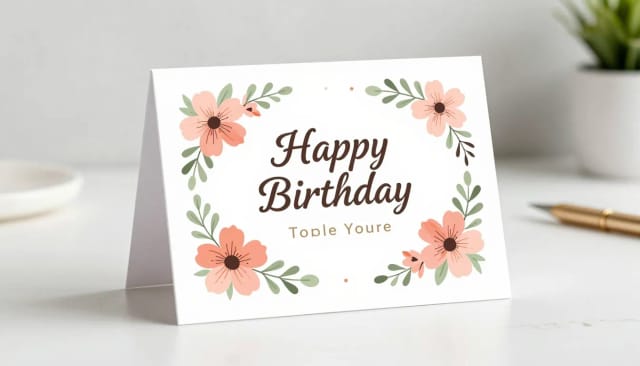 Finished birthday card created without design tools