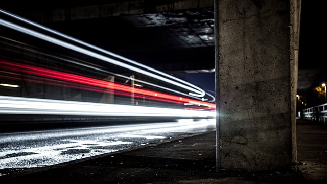 Light trails suggesting speed