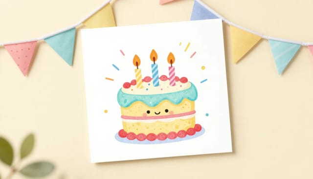 Name, message, and photo made into a birthday card