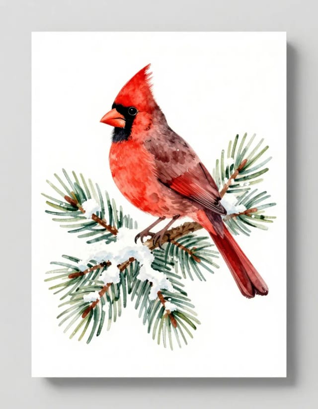 Watercolor cardinal