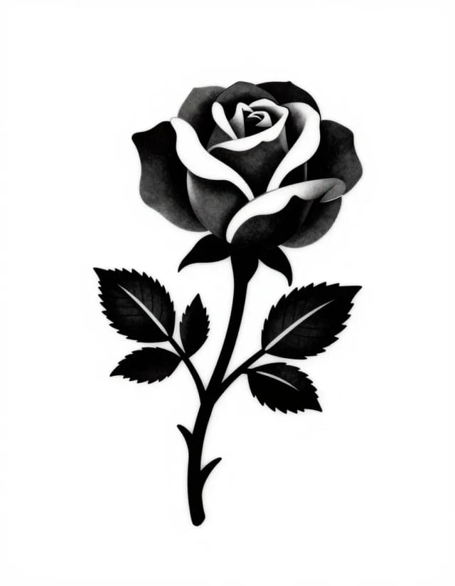 Blackwork rose & thorns