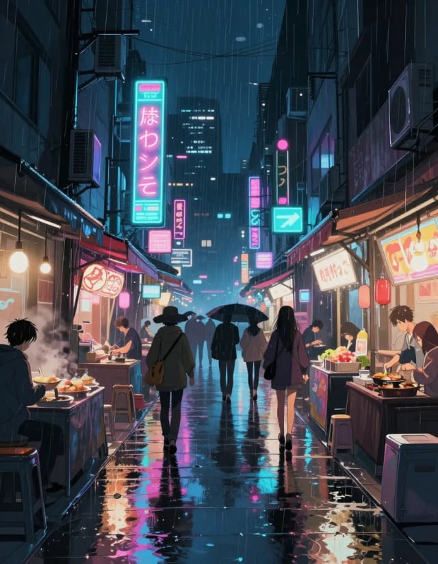 Cyberpunk night market