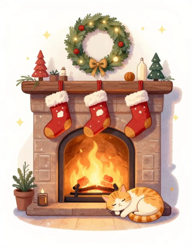 Cozy fireplace scene