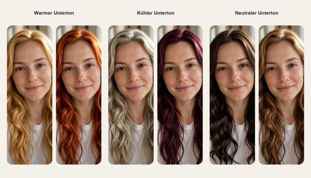 Honig und Kupfer für einen warmen Unterton, Aschblond und Burgunderrot für einen kühlen, Schokobraun und Bronde für einen neutralen