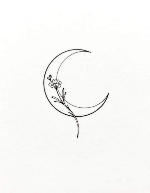 Fine-line crescent moon